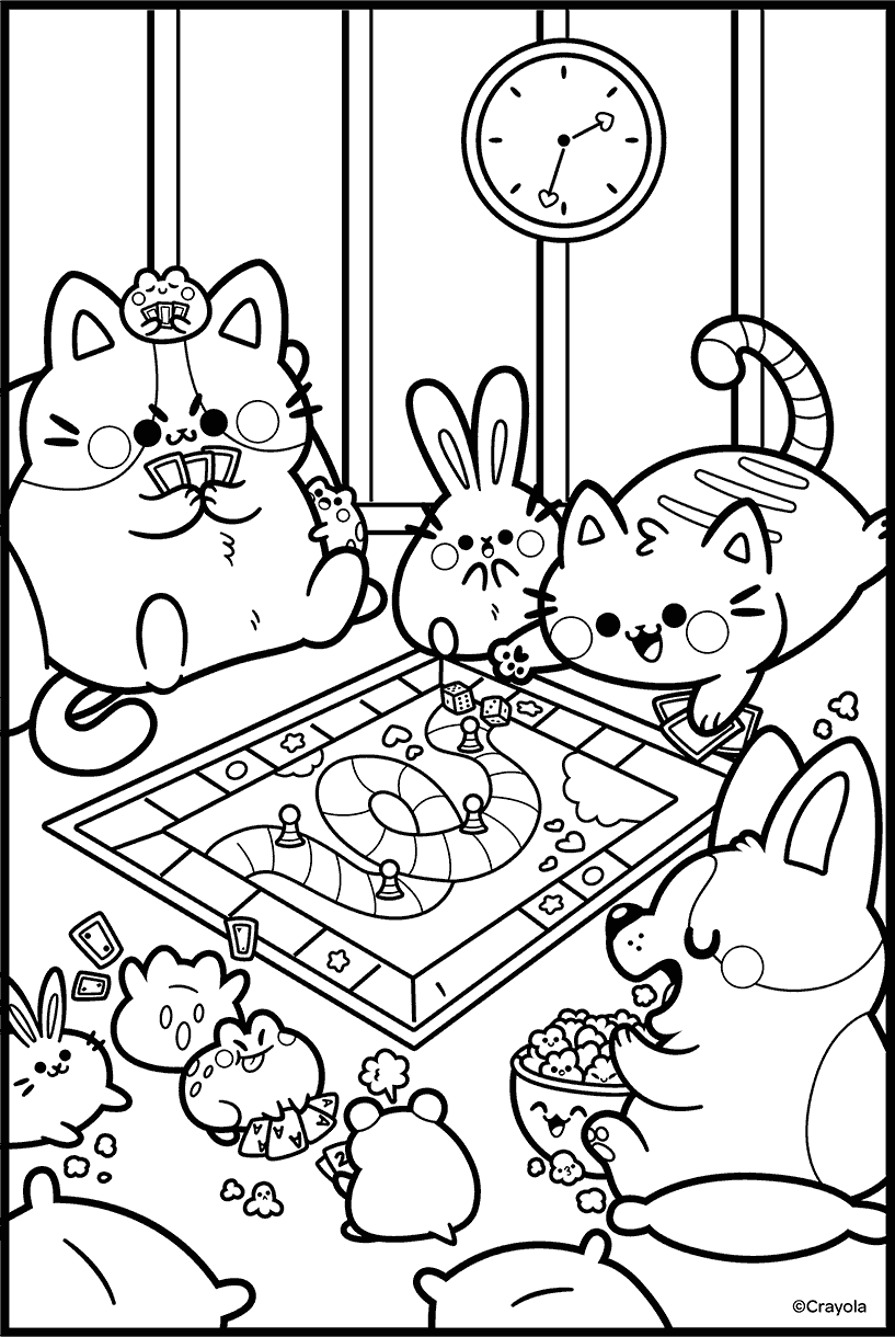 Cute Animal Board Game Free Coloring Page