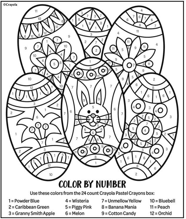 Easter Eggs Colour by Number