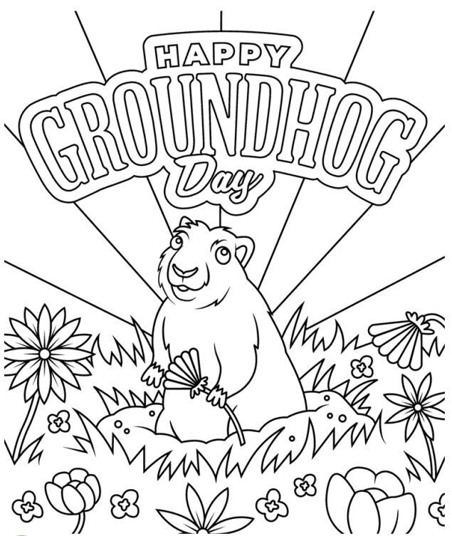 Crayola Canada Happy Groundhog Day Colouring Page