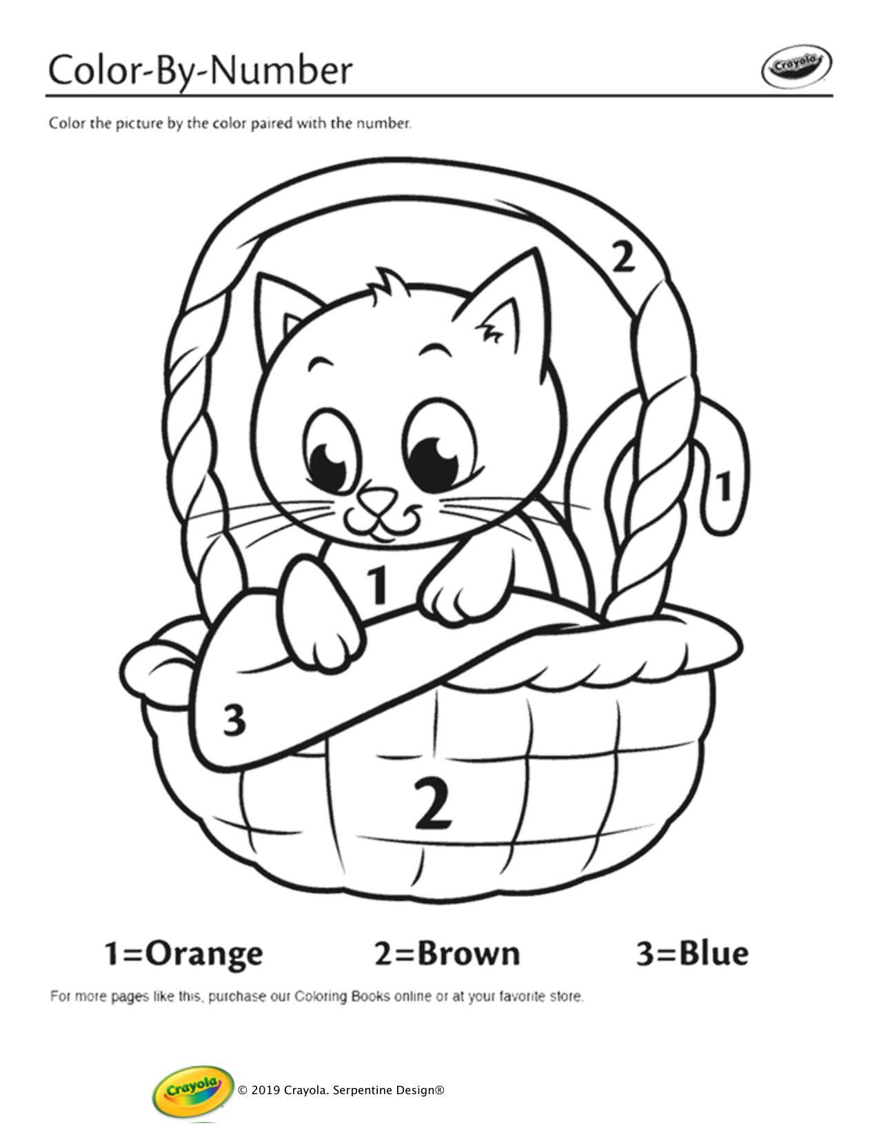 Kitten in a Basket Colour by Numbers