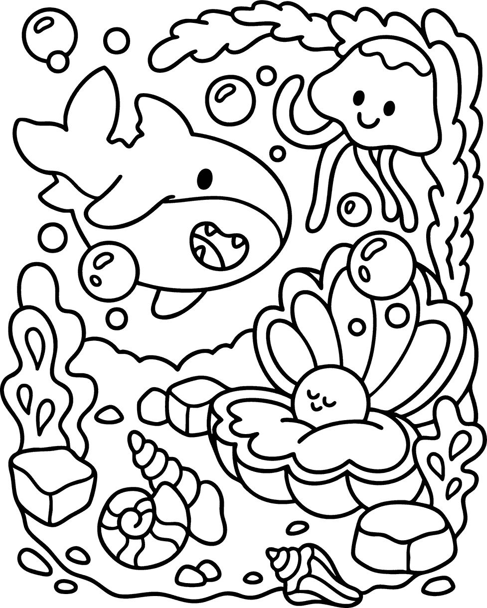 Ocean Friends Free Coloring Page