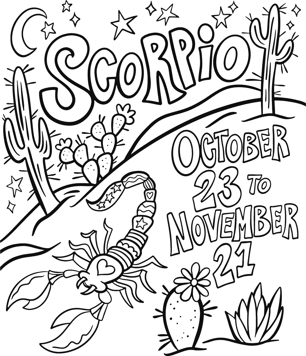 Scorpio zodiac free coloring page