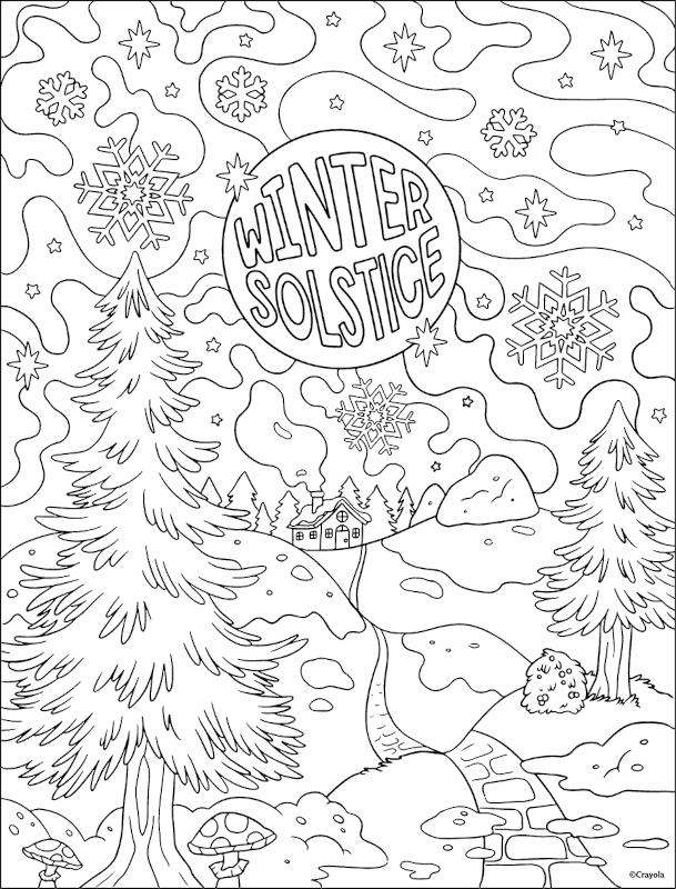 Free winter solstice snowflake coloring page