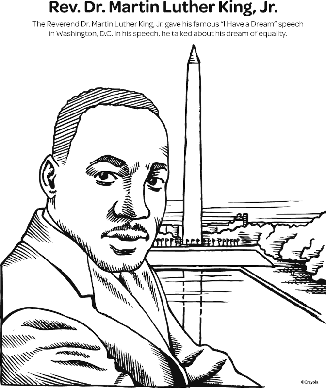 Free martin luther king jr black history month coloring page for kids