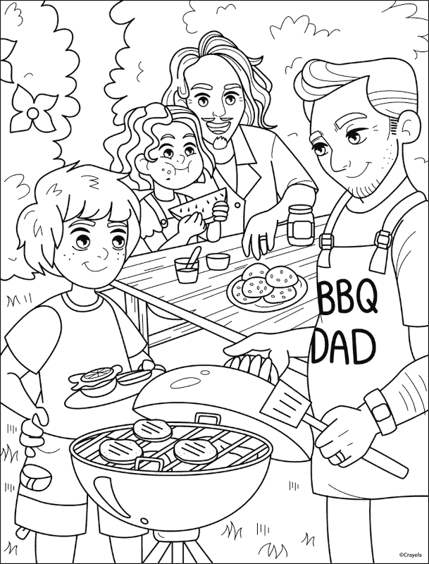 Free pride dads bbq grill coloring page