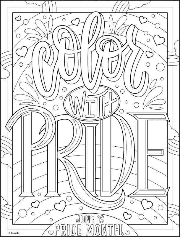 Free lgbt rainbow pride month coloring page