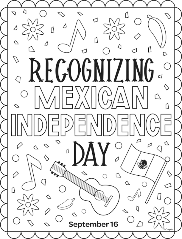 Free mexican independence day hispanic heritage coloring page for kids