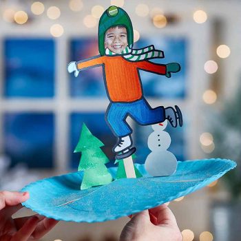 Paper Plate Ice Skater Stick Puppet