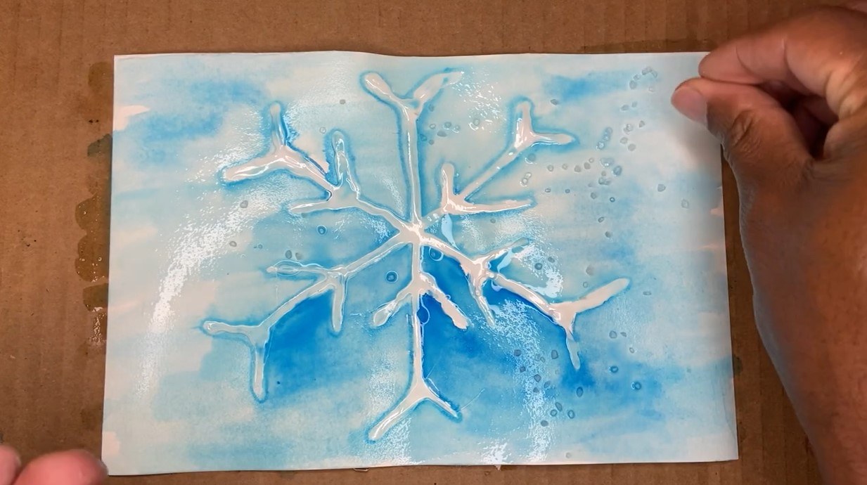 Watercolour Snowflake Art with Salt